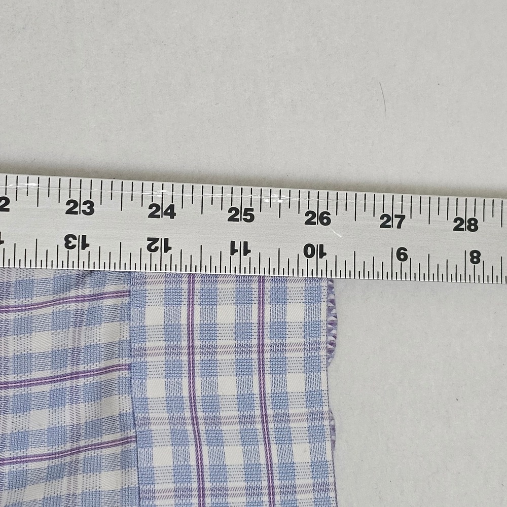 Egara Mens XL Blue Purple Plaid Non-Iron Cotton Long Sleeve Button Down Shirt - Picture 9 of 12